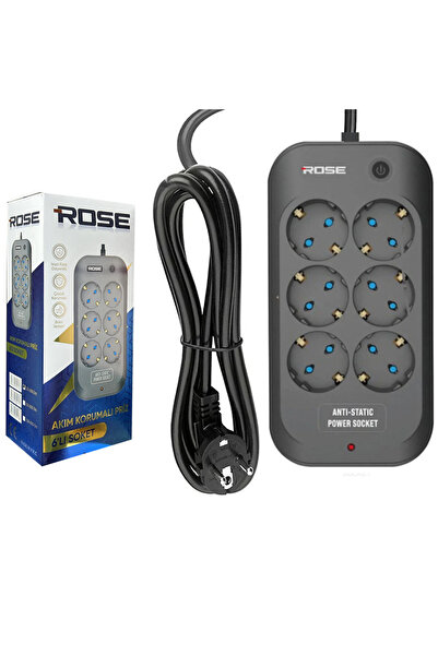 Poke Altılı Akım Korumalı Priz Anti Static 3X1.5 5mt Rose GR-6005M