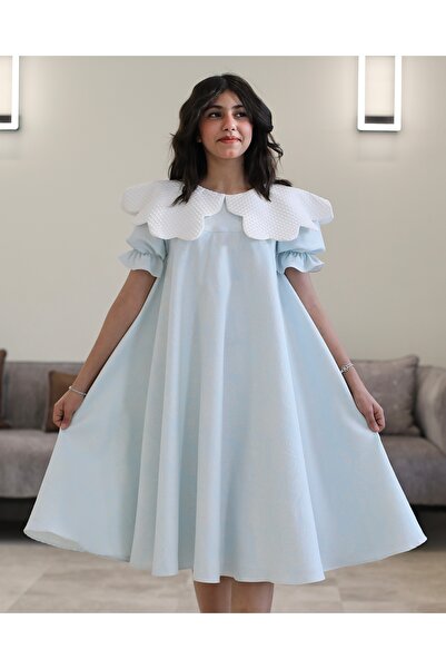 Totikids فستان بناتي بـلونين مشجر ورود بتصميم خصر مفتوح ودلعة بيضاء - 1200