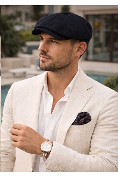 Sanlore Erkek %100 Pamuk Yazlık 8 Parça Keten Peaky Blinders moda Kasket