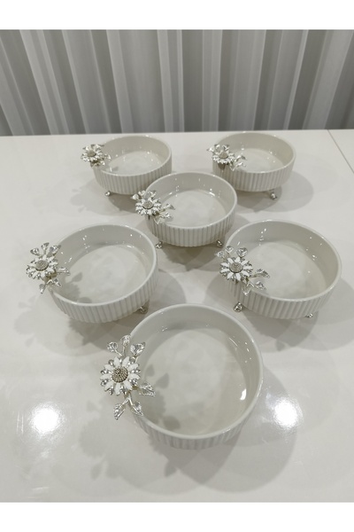 PARILTI HOME COLLECTİON Set of 6 Round Porcelain Dessert Presentation Bowls –...