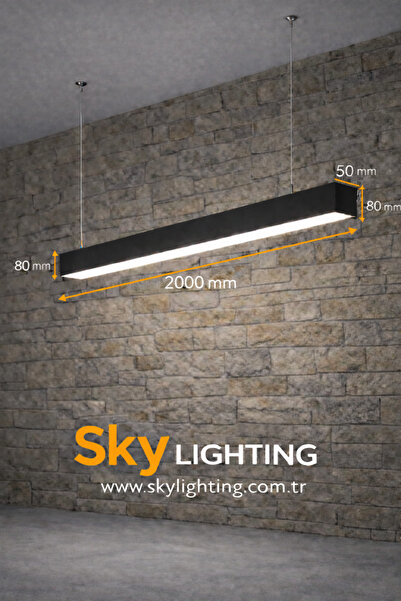 Sky Lighting 6500K / Lineer 200cm ( Siyah Kasa / Beyaz Işık ) Sarkıt Led Aviz...
