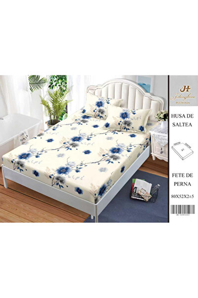 FIONNA.RO Satin Cotton Cover With Stretchy And Pillowcases 160X200cm - Blue F...