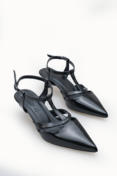 Riccon Women's Pointed Toe Open Back Thin Heeled Shoes 0012210 Black Patent L...