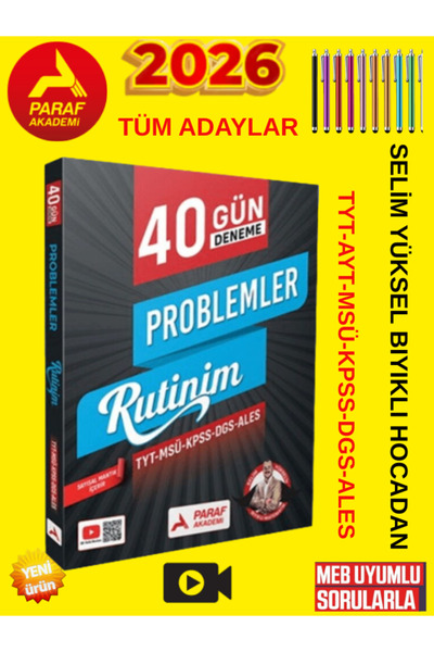 Karma Kitaplar Paraf TYT MSÜ KPSS Problemler 40 Günde Deneme Rutinim 2026 Müf...