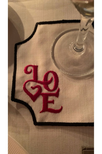 Mora Tekstil 6-Piece Love Embroidered Presentation Napkin Set, Invitation Nap...
