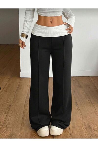 Violon Black Daizy Grass-Stitched Trackpants