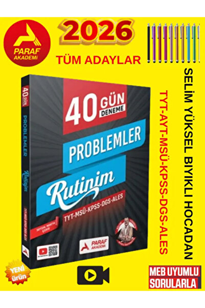 Karma Kitaplar Paraf TYT MSÜ KPSS DGS ALES Problemler 40 Günde Deneme Rutinim...
