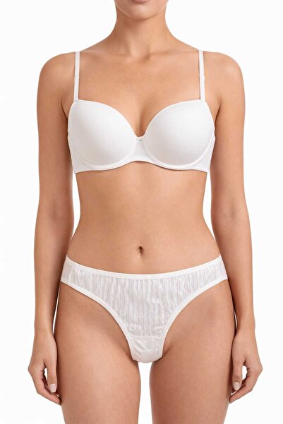 SOLENIA Beyaz Balenli Dolgusuz Sütyen Takımı – Günlük Basic Model