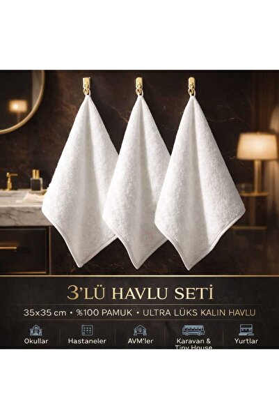 MEŞELİ TEKSTİL 3-комплектний преміальний багатофункціональний рушник 35x35 см