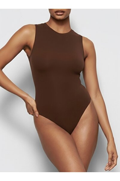 monaskin Sıfır Kol Yuvarlak Yaka Bodysuit