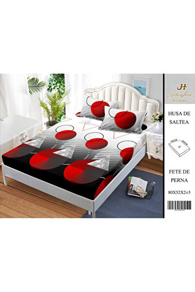 FIONNA.RO Husa Din Bumbac Satinat Cu Elastic Si Fete De Perna 160X200cm - Fig...