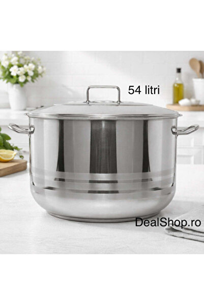 dealshopromania Professional stainless steel pot with Gastro lid, double bott...