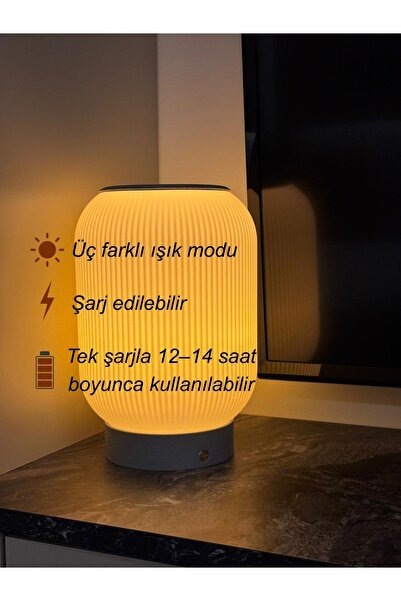 Alpdesign Modern Dekoratif Masaüstü LED Aydınlatma | Şarjlı Masa Lambası – P2...