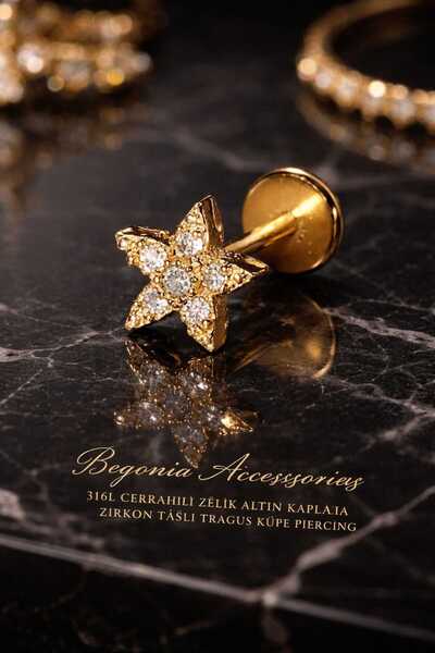 Begonia Accessories 316L Cerrahi Çelik Altın Kaplama Kararmaz Alerji Yapmaz Z...