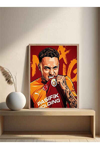 MOR TABLO Galatasaray Noa Lang Tek Parça Doğal Ahşap Çerçeveli Tablo