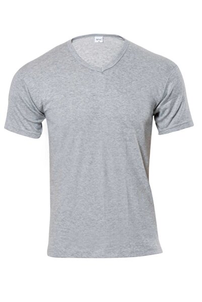 Anıt 10 Pieces Men's V-Neck Short Sleeve Undershirt Ribbed Fabric Cotton (Rib...