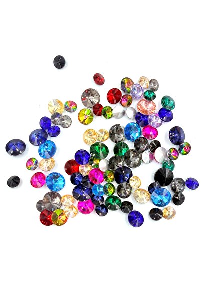 yiğit aksesuar 50 Pieces of Round Bonded Glass Stone Domed 8-10-12 mm