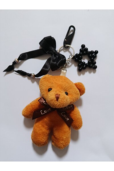 chibi Mustard Cute Teddy Bear & Black Lucky Star Design Bag Charm Gift Access...