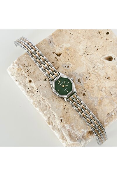 Vesce Atelier Cornered Gold Silver Watch Green