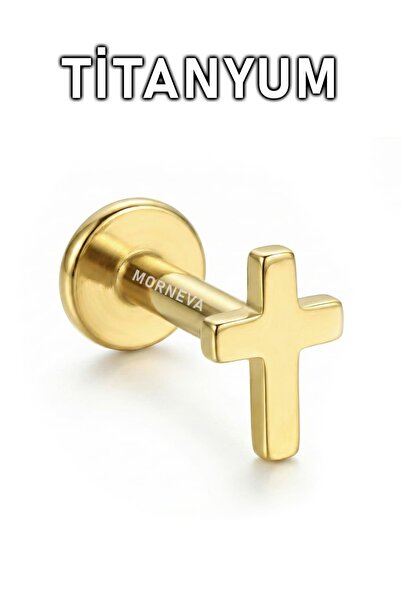 MORNEVA Titanyum Minicik Haç Helix Tragus Flat Conch Lobe Kulak Piercingi (1 ...