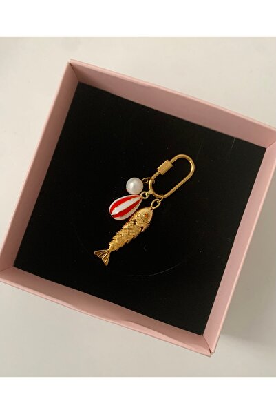 JOVİ ATELİER Çelik Kilit Doğal İncili Balık Uçan Balon Charm - Jovi