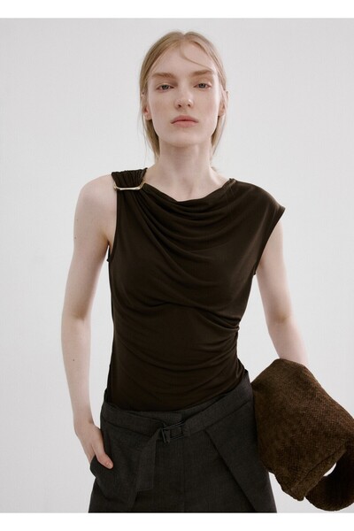 MANGO Woman Metal detaylı bluz