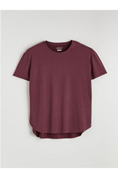 LC Waikiki Burgundy Crew Neck Oversized Women's Sports T-Shirt