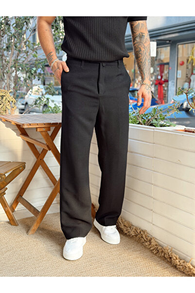 manch collection Baggy Textured Elena Pants Black