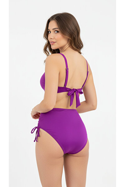 Adel swimwear Yüksek Bel Biyeli Toparlayıcı Bikini Takımı - Parlak Kumaş