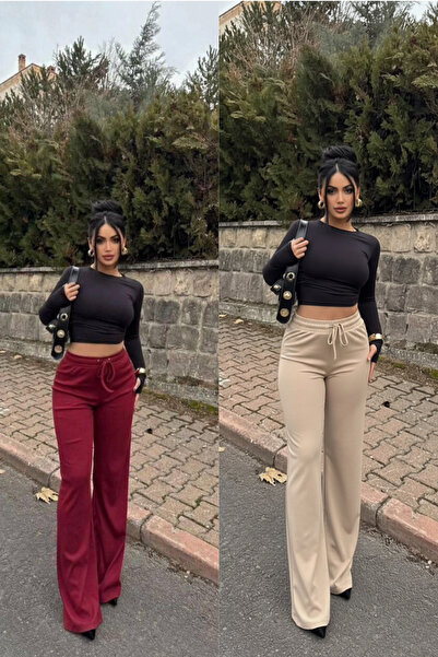 Siner Fashion Spanish Style High Waist Knitted Sweatpants