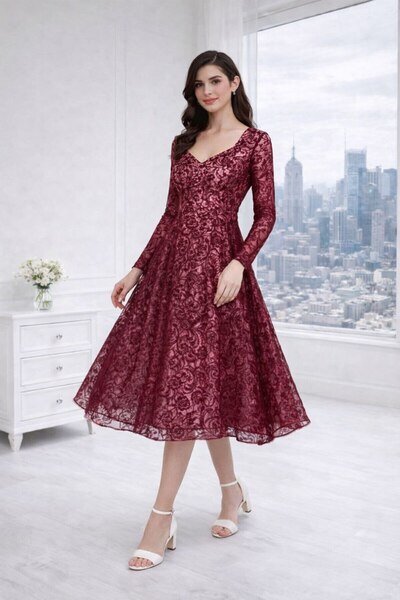 dfrtyh Spectrum Dress - Eid Elegance