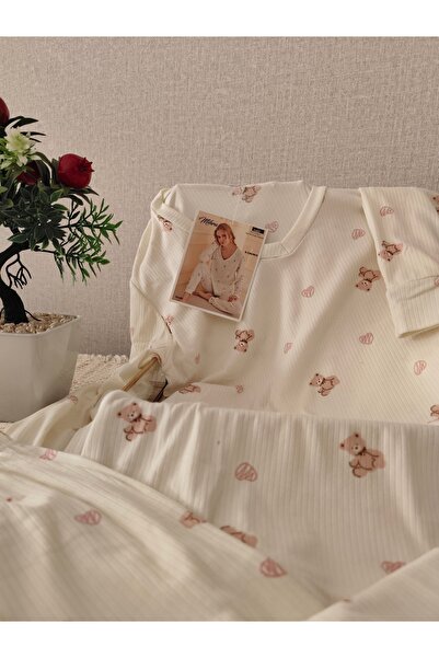 Mihra Kaşkorse Kumaş Kadın Pijama Takımı S/M-L-XL-XXL
