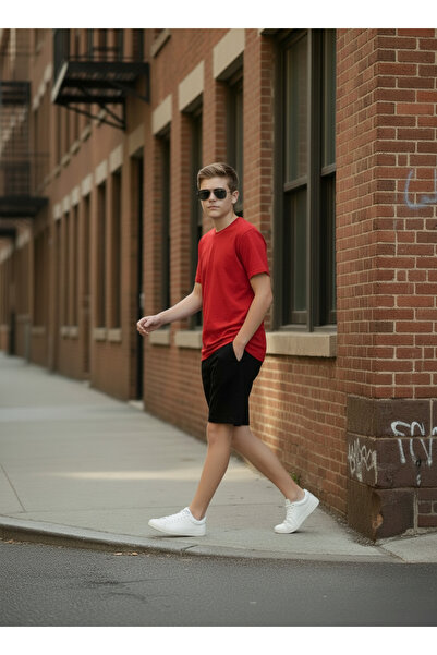 SPORTİVEA 100% Cotton T-Shirt and Shorts Set in One Package