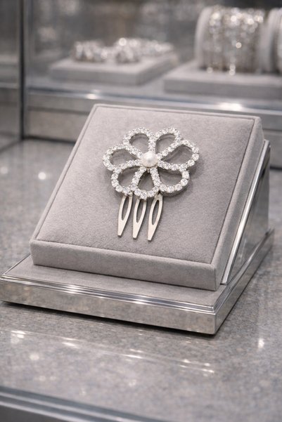 mertyavm Zircon Stone Flower Model Pearl Detailed Evening Dress Hair Clip – Stylish Bijouterie Hairpin