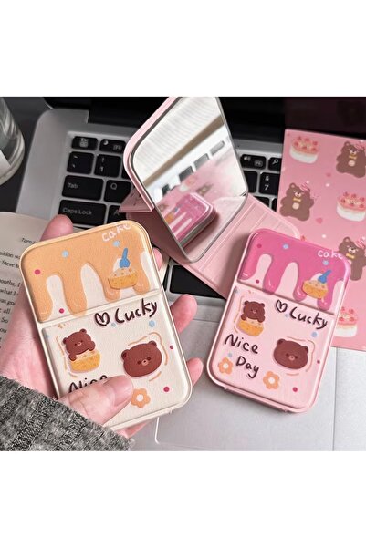 zevonna Sütlü Kahve Mini Ayı Makyaj Çantası, Taşınabilir Çanta