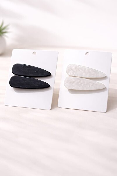 LİNACO Sedefli Simetrik 4’lü Saç Toka Seti