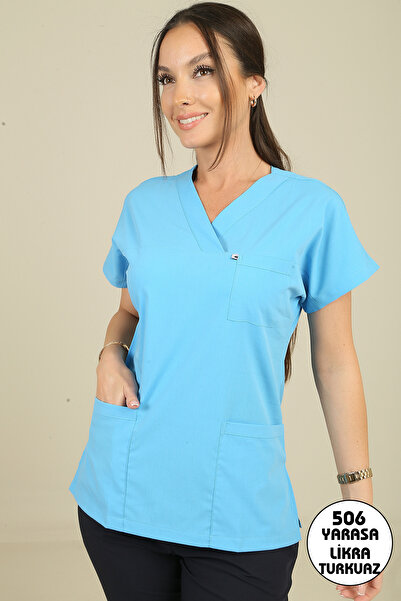 DENİZ İŞ بلوزة نسائية من Yarasakol Terycotton - لون فيروزي