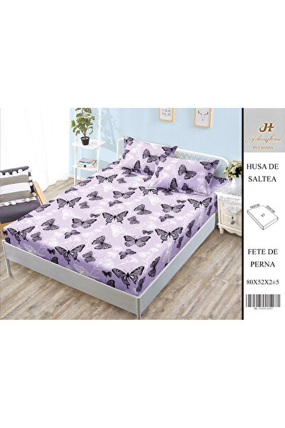 FIONNA.RO Satin Cotton Cover With Stretchy And Pillowcases 160X200cm - Lilac ...