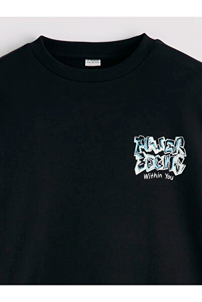 LC Waikiki Μαύρο φούτερ για αγόρια με στάμπα