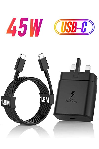 Shopi شاحن سامسونج سريع 45 واط من النوع C مع كابل بطول 1.8 متر – Super PD 3.0...