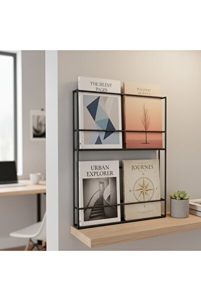 GO DEKOR İSKANDİNAV 2 Gözlü SLİM Metal YENİ Kitaplık Plaklık Dergilik ve Gaze...