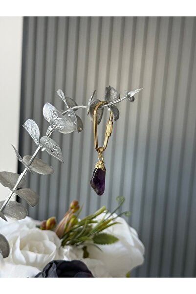 Sanlore Mor renk Doğal Akik Taşı Charm Kolye Ucu – Kolyelere Takılabilir Zari...