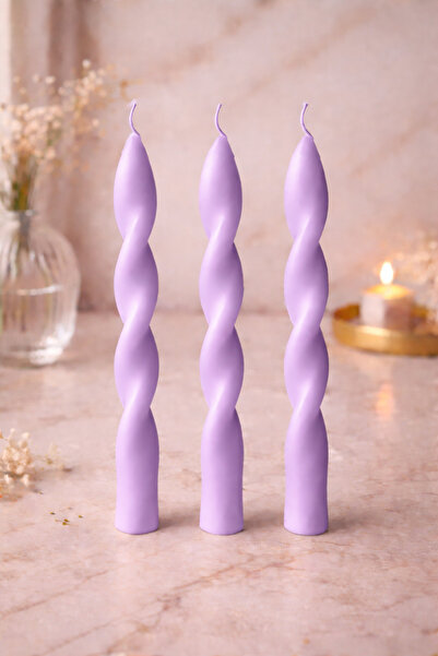 Bead 3’lü Dekoratif Burgu Şamdan Mum Seti – El Yapımı Spiral Şamdan Mum – Mod...