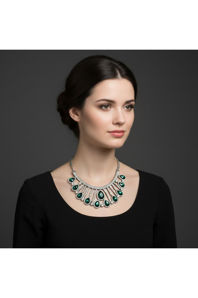 Moda Accessories Kristal Taşlı Gösterişli Abiye Kolye – Damla Model Özel Gün ...