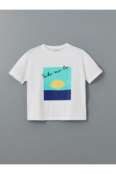 LC Waikiki Peak New Season Crew Neck Printed Women's Pajama Top