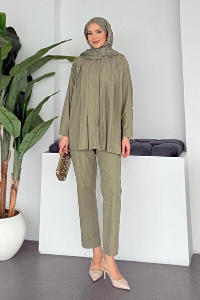 Şulemoda Giyim Joy Pleated Suit Khaki
