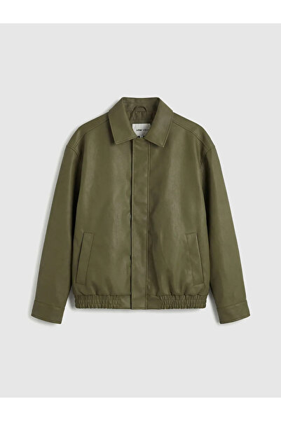 LC Waikiki Brown Standard Fit Leather-Look Men's Coat