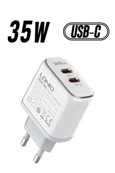 Shopi شاحن جداري A2528C ثنائي المنافذ USB-C بقوة 35 واط - شحن سريع، منفذان US...