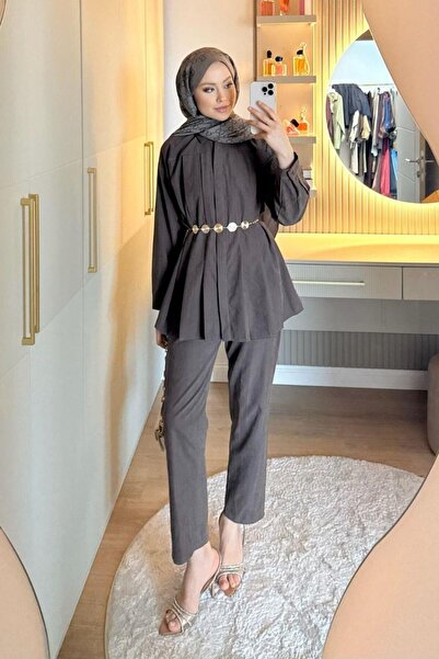 Şulemoda Giyim Joy Pleated Suit Brown