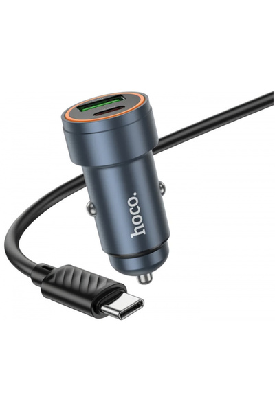 Hoco Car Charger With USB-C Cable Z57A, 30W, 3A, 1 x USB-A - 1 x USB-C, Gray